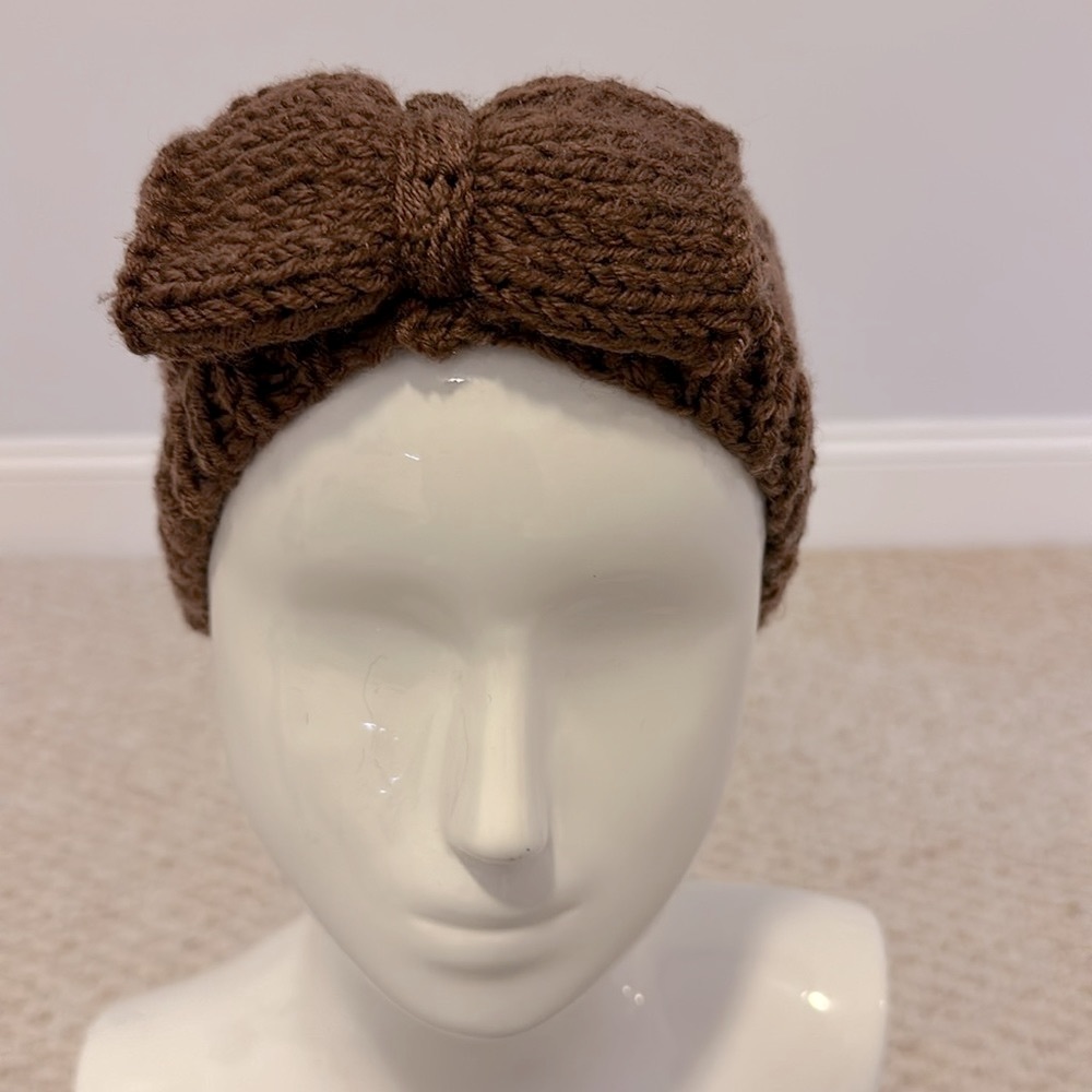 LF Knit Brown Bow Outdoor Headband
